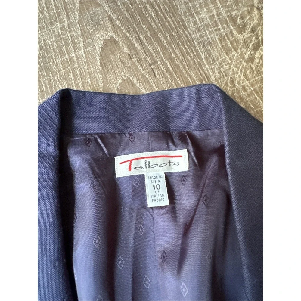 Vintage Talbots Blazer Womens Size 10 Blue One Button Lined Linen Blend USA Made
